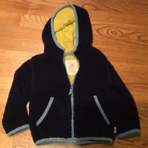 Mini Boden Boys Fleece Jacket Sz 2-3 Navy yellow
